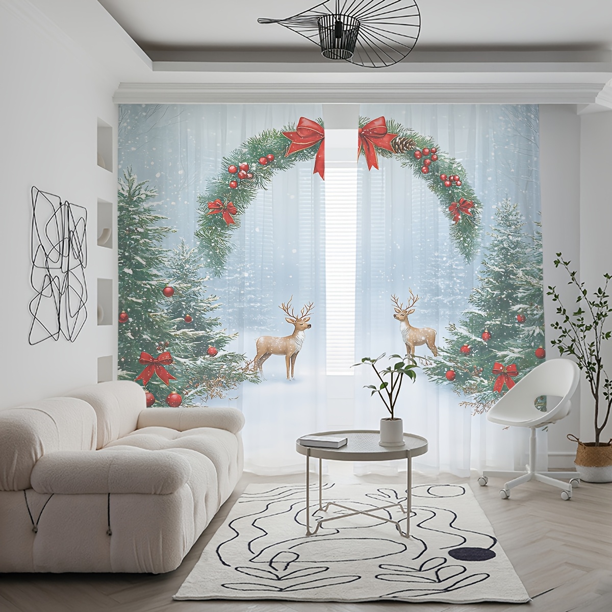 2 adet Noel temalı, şeffaf, kı - Curtain Rods incelemesi ve fiyatı