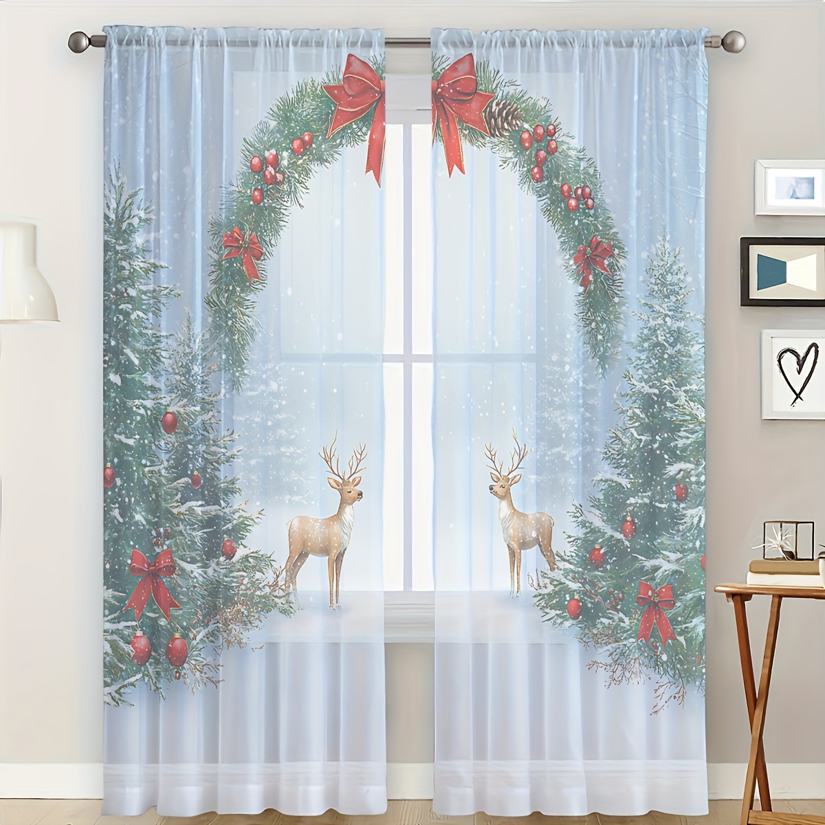 2 adet Noel temalı, şeffaf, kı - Curtain Rods incelemesi ve fiyatı