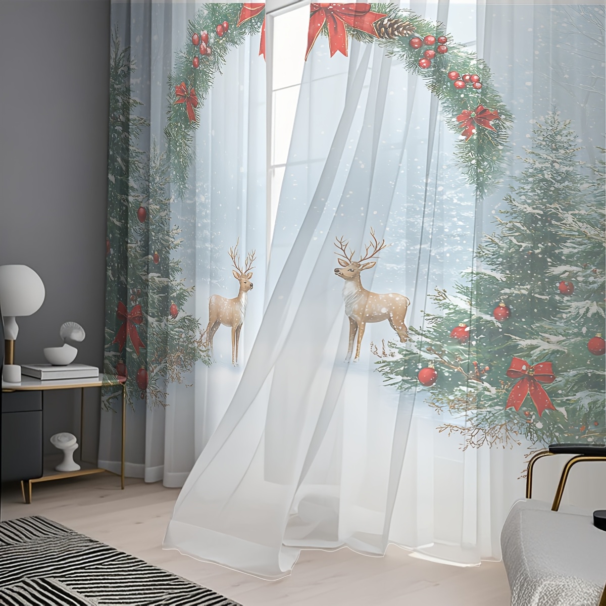 2 adet Noel temalı, şeffaf, kı - Curtain Rods incelemesi ve fiyatı