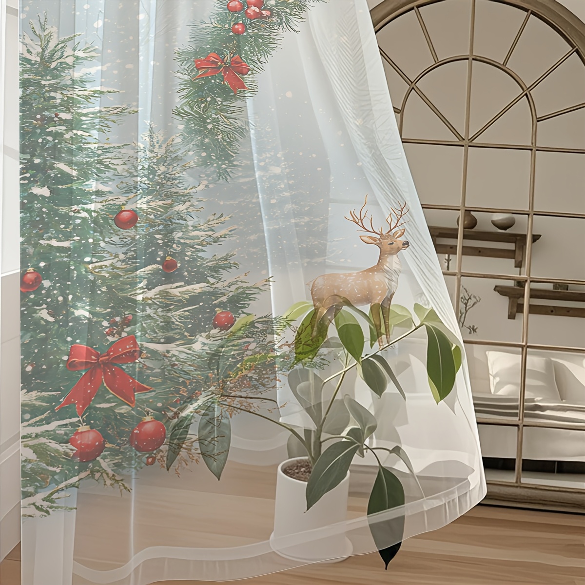 2 adet Noel temalı, şeffaf, kı - Curtain Rods incelemesi ve fiyatı