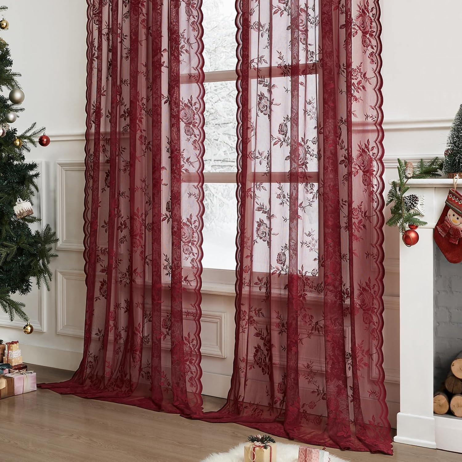 1 Adet Bordo Dantel Perde 45 İ - Curtain Rods incelemesi ve fiyatı